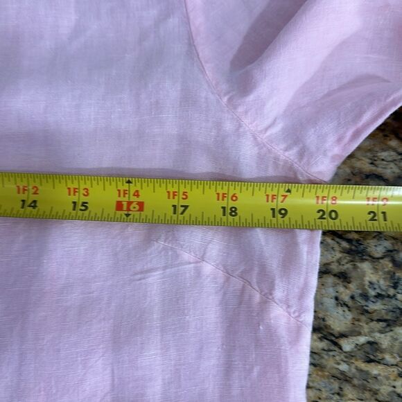 Fresh Produce Linen Pink Roll Tab Sleeve Button Down Shirt Size M - Picture 8 of 10